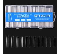 240 Pcs Full Tips,Clear Gel False Nails Press On Nails for Extension Manicure Soak Off