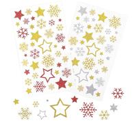 240 Pcs Glitter Snowflake Sticker, Christmas Snowflakes Stickers, Self-Adhesive Star Sticker, Xmas Self Adhesive Snowflake Stickers for Christmas Decor Gift Card Envelopes Cards Crafts Candy Bag