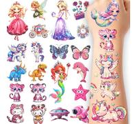 240 Pcs Glitter Temporary Tattoos for Kids - PALANDA 36 Sheets Sparkly Tattoo Stickers for Boys&Girls, Mermaid Unicorn Princess Dinosaur Butterfly Animal Space Designs, Waterproof Party Bag Fillers