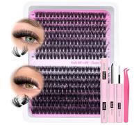 240 Pcs Lashes kit Individual Eyelashes, Diy Lash Extension Kit Individual Eyelashes Kit D Curl Eyelash Extension Kit with Lash Bond and Seal Lash Glue, Tweezers (40+60P, 10-16mm Mix)