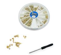 240 pcs Nickel Plated Tip Screws Pointed Cross Slot Leather Accessories 12 Sizes Belt Screws Include M2*3-M2*6, M2.5 * 3-M2.5 * 8, M3*3-M3*8 with 2mm Screwdriver for Belt Buckle Wallet Handbag Gold