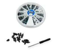 240 pcs Nickel Plated Tip Screws Pointed Cross Slot Leather Accessories 12 Sizes Belt Screws Include M2*3-M2*6, M2.5 * 3-M2.5 * 8, M3*3-M3*8 with 2mm Screwdriver for Belt Buckle Wallet Handbag Black