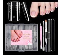 240 PCS Poly Gel Nail Form Kit for Toes - Reusable Dual Toe Nail Form Molds for Builder Gel with Nail Care Kit - 12 Sizes (Clear)