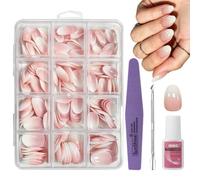 240 Pcs Press on Nails, Oval Ombre False Nails with Glue, 12 Sizes