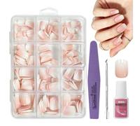 240 Pcs Press on Nails, Short Square Ombre False Nails with Glue, 12 Sizes