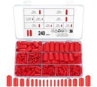 240 Pcs Rubber End Caps, PVC Rubber Screw Thread Protectors, PVC Plastic Bolt Covers Bolt Caps End Caps, Round Tube Bolt Cap Covers Assortment Kit, 9 Sizes/Red