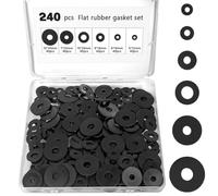 240 Pcs Rubber Washers Assorted, 12/16/18/20/25/30mm Black Flat Washer, Sealing Plastic Spacers for Most Standard Hose Faucets Garden Bolts Screws Hose
