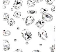 240 PCS Sew on Rhinestones, Metal Back Prong Setting Sewing Claw Rhinestone Mixed Shapes Glass Rhinestones for Bedazzling, Crafting, Jewelry Making, Applique with Silver Claw
