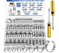 240 Pcs Stainless Steel Hose Clamps Assortment Kit,1/4”-2”(6-51mm), 8 Sizes