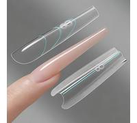 240 Pieces 14 Size Nail Forms for Gel Builder,Sandwich Nail Dual Forms,Transparent Top & Bottom Nail Extension Forms,Polygel Nail Kit For Beginners Women Home Salon Artificial Tips (Trapezoidal)