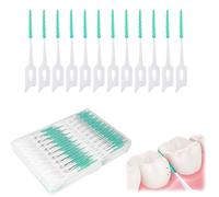 240 Pieces Interdental Brushes, Dual-Use Dental Floss Stick Interdental Brush Toothpick, Silicone Tooth Picks Floss Sticks for Oral Cleaning (Green)