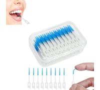 240 Pieces Interdental Brushes, Silicone Dental Brushes 2-in-1 Tooth Floss Picks Teeth Floss Sticks Dental Toothpicks Cleaning Tool for Braces Oral Cleaning(Blue)