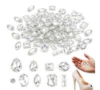 240 Pieces Rhinestone Rhinestones For Sewing On White Fabrics - Glass Crystals For Clothing, Transparent Stones For Flat Bottom Coverings In Various Shapes For DIY Crafts