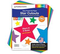 240 Pieces Star Cutouts, 2-Sided US Made Card Stock Punch Out Multicolor Stars for Bulletin Boards, Classroom Decor, Back to School DIY Craft Projects, Party Decoration, Hollywood Themed Events