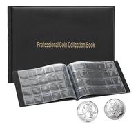 240 Pocket Coin Album for Collectors - 3 x 3.2 cm Coin Storage Book, Holds 25mm & 2 Euro Coins - Black