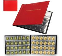 240-Pocket Coin Collection Album - Red Coin Collectors Book with Display Storage Case, Organiser Sleeves for Coins, Pennies, Currency & Money Collections