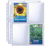 240 Pockets 3.5x5” Seed Packet Sleeves, 30 Pack Double Sided 4 Pocket Seed Organizer Sheet,Heavy Duty Garden Seeds Storage Pages for 3 Ring Binder, 8.5x11” Top Loading Clear Photo, Index Card Sleeves