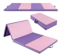 Costway Pink Folding Gymnastics Mat with Carry Handles