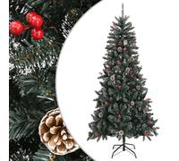 (240 x 129.5 cm) vidaXL Artificial Christmas Tree with Stand Christmas Decoration Green PVC