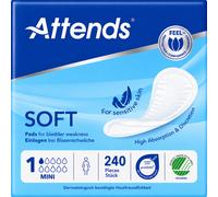240 x Attends Soft 1 | Mini | Light Absorbency Incontinence Pads| 12 Packs of 20