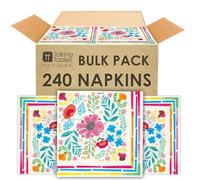 240 x Colorful Disposable Paper Napkins for Parties, Floral Decorative Serviettes for Decoupage, Pretty Summer Napkins, Mexican Fiesta Birthday Afternoon Tea Party Serviettes Boho BBQ 13 x 13