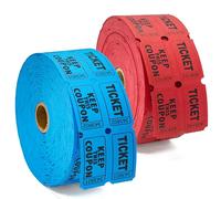 2400 Double Raffle Tickets, 1200 Tickets Per Roll, Assorted 50/50 Raffle Tickets Roll for Events, Entry, Carnivals, and Door Prizes (Red Blue)