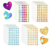 2400 Pcs Heart Stickers, Holographic Stickers Rainbow Gold Silver Glitter Tiny Sticker Self-Adhesive Scrapbook Sticker for Planner Reward Behavior Chart Home Decoration