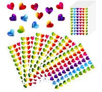 2400 Pcs Holographic Heart Stickers, 1/2" Sparkly Valentines Stickers Glitter Self Adhesive Mini Sticker Love Decorative Labels for Wedding, Valentine's Day, Scrapbooking (Rainbow)