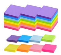 2400 Sheet Sticky Notes 75mm x 75mm Large Pastel Sticky Notes Self-Stick Notes Colourful Removable Adhesive Memo Pads for Office Home School Supplies, 8 Brilliant Colors, 100 Sheets/Pad, 24 Pads