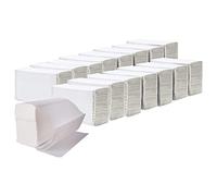 (2400 Sheets) White 1 Ply Z Fold Tissue Paper Hand Towels Interfold Disposable Premium Multi Fold 21cm x 20cm Soft Strong Absorbent 34 GSM Paper Dispenser Friendly