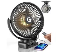 24000mAh Golf Cart Clip Fan 8 Inch Portable Rechargeable Max Up to 150 Hours Working Time Battery Operated Fan with LED Remote Control Timer Hook for Office