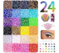 24000Pcs Jelly Resin Rhinestones for Crafts, 24-Color 3mm Flatback Gems Bulk with Reinforced Storage Box, Multi-Color Glass-Like Sparkle Stones for Tumblers Nails and DIY Projects with Tools (Set1)
