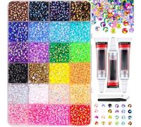 24000Pcs Resin Nail Art Rhinestones Bedazzling Kit, 24 Colors 3mm Flatback Gems with Tweezers & Pickup Pen for DIY Nail Art Crafts Clothes Shoes