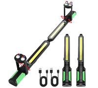 2400LM Bright LED Work Light, 2×2200mAh Rechargeable Magnetic Under Bonnet Work Light with Hooks & 360° Pivoting Base, 5 Modes Mechanic Lights for Car Repair, Inspection, Garage, Workshop, Emergency