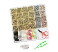 2400PCS Spacer Beads Set 1 Box with Scissors, Jewelry Making Jewelry Accessories, Loose Beads Beaded Necklace Bracelet Pendant DIY Crafts
