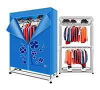 2400W Portable Clothes Dryer, Foldable 3-Tier Electric Clothes Drying Rack, Large Capacity Carrying 40KG, Stainless Steel Electric Clothes Dryer for Apartments, Laundry, Home (Color : Blue)
