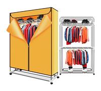 2400W Portable Clothes Dryer, Foldable 3-Tier Electric Clothes Drying Rack, Large Capacity Carrying 40KG, Stainless Steel Electric Clothes Dryer for Apartments, Laundry, Home (Color : Yellow)
