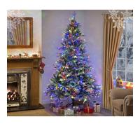 (240cm (8ft)) Snow Covered Christmas Tree Luxury Lapland Fir - PRELIT MULTICOLOUR
