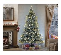 (240cm (8ft) ) Snow Covered Christmas Tree Luxury Lapland Fir - PRELIT - WARM WHITE