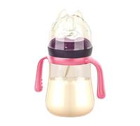 240ml Silicone Nipple Feeding Bottle With Easy Grip Handle, Anti-Colic Milk Bottle With Fast-Flow Nipple, Wide Neck Leak-Proof Breastfeeding Bottles With Handles For Boy Girl Home Hotel Travel Camping