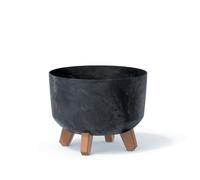 (240mm , anthracite) Round Concrete Look Planter Flower Pot Indoor Outdoor Garden Decor With Legs