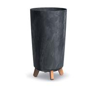 (240mm , Anthracite ) Tall Slim Concrete Look Plastic Planter Flower Soil Pot Indoor Outdoor With Legs