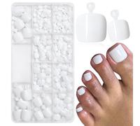 240pc Press on Toenails Women Fake Toe Nails with Tabs, White Fake Toenails Press on Nails Toe Acrylic Nail Tips Short Square False Toenails Stick Artificial Toe Nails Press ons Pedicure