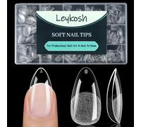 240PCS 15 Sizes Medium Almond Nail Tips for Gel Extensions Half Matte Clear Acrylic Soft Gel X Full Cover Tips Pre-shaped Press On Nail for Home DIY and Art Salon