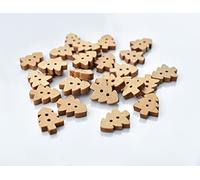 240pcs 18mm Wooden Christmas Tree Shape Buttons 2 Hole Wood Flat Bead Crafting Art Knitting Fasteners Connectors Sewing DIY Decoration (60g)