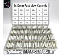 240Pcs/Box 24Values 6x30mm Fast Blow Ceramic Fuse 250V 0.1A 0.2A 0.5A 1A 1.5A 2A 2.5A 3A 3.15A 4A 5A 6A 10A 15A 20A 25A30A