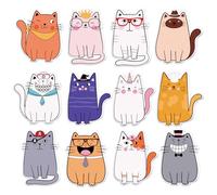 240Pcs Cartoon Cat Sticky Notes, Cute and Fun Adhesive Memo Pads, Kawaii Little Self-Stick Pads, 12 Packs 20 Sheets/Pack, for Office School Home Study Supplies Students Teachers Kids Girls