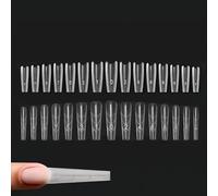 240Pcs Clear Nail Extension Forms Kit, French Style Dual Sandwich Tips for UV Gel Builder, Nail Tips for Gel Extensions, Acrylic Nails False Nails with Scale for Beginners Home Salon(Long Trapezoid)