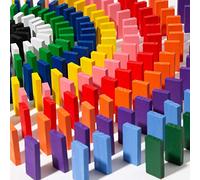 240pcs Colourful Dominoes Wooden Building Block Kits Stacking Racing Game Building Board Game Family Play Racing Educational Toys Christmas Birthday Gift for Kids and Adults Traditional Toy