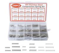 240Pcs Compression Springs Assortment Kit, 304 Stainless Steel Small Spring, 15 Different Sizes Assorted Springs for DIY Repair Project, Home, Automotive Repairs
